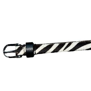 Talbots Zebra Print Calf Hair Skinny Belt